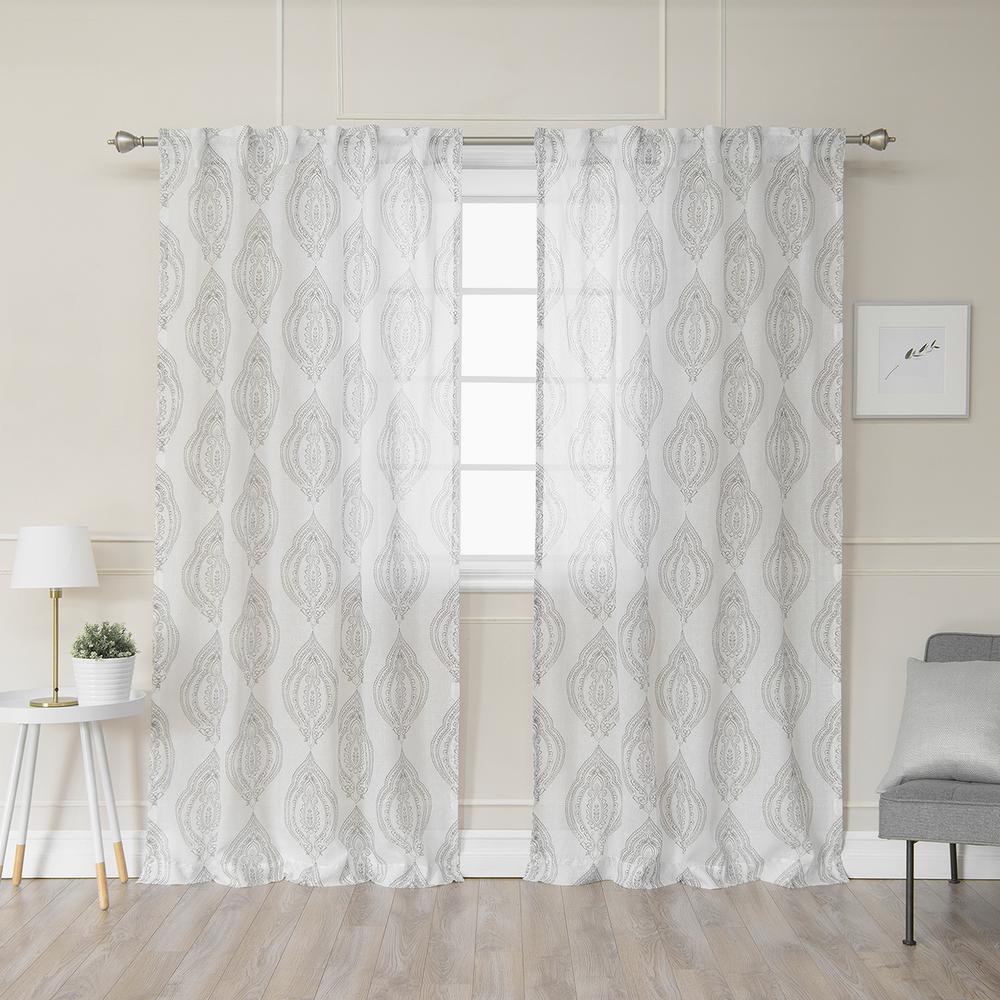 sheer grey curtains linen faux medallion polyester embroidered taupe pippin bak elisa curtain