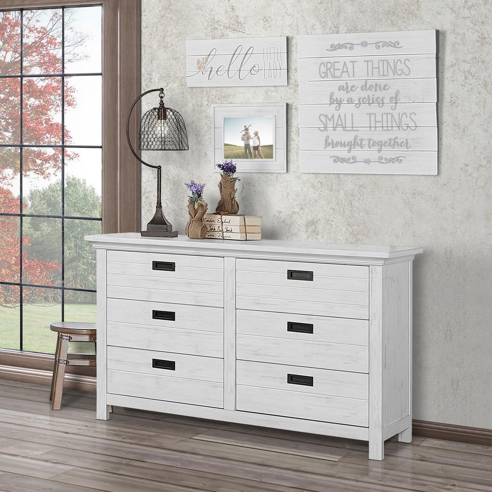 Evolur Waverly 6 Drawer Weathered White Dresser 892 Ww The Home