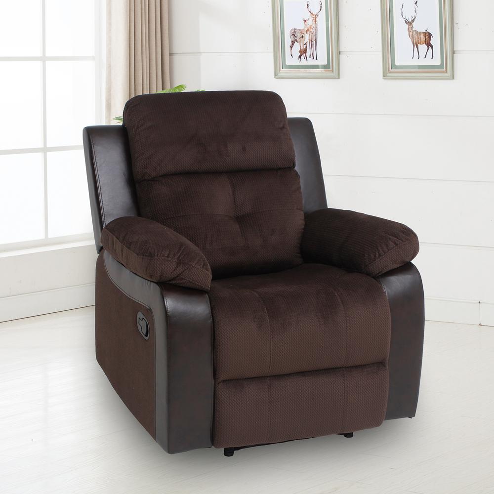 eBello Home Furnishings Harper Chocolate Fabric ReclinerM3037AR The