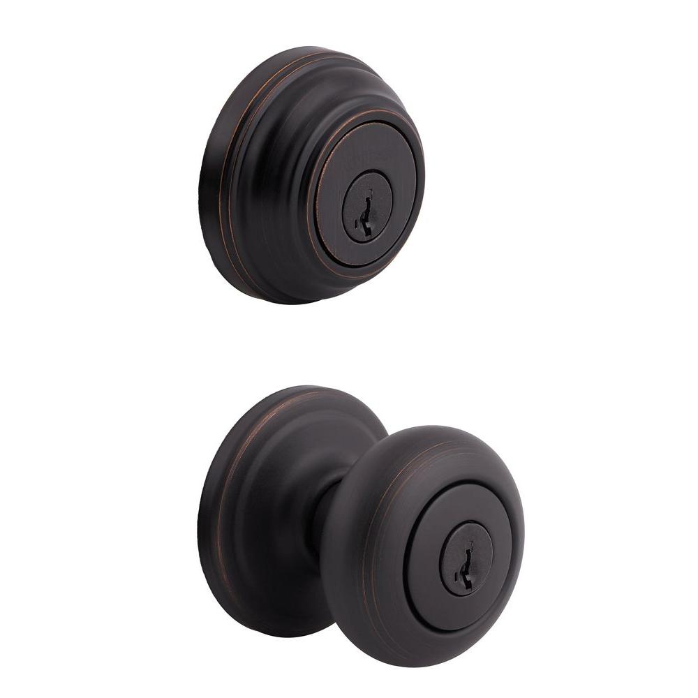 Photo 1 of Juno Venetian Bronze Exterior Entry Door Knob and Single Cylinder Deadbolt Combo Pack Featuring SmartKey Security