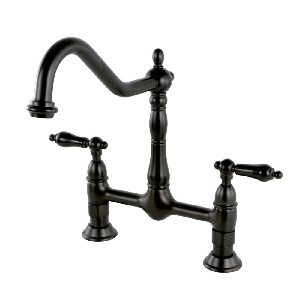 Kingston Brass Duchess 2-Handle Bridge Kitchen Faucet with Black