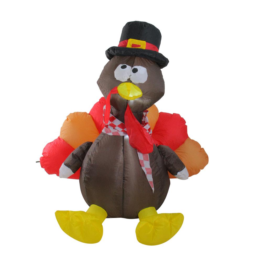 Northlight 4 Ft Inflatable Lighted Thanksgiving Turkey Outdoor Decoration 32912574 The Home Depot