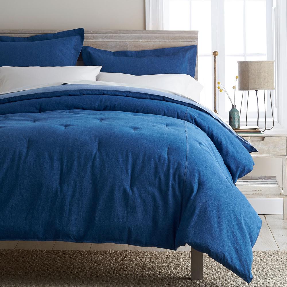 The Company Store Denim Solid Cotton Queen Comforter In Denim