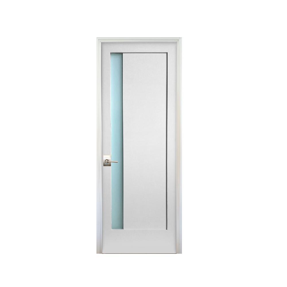 Stile Doors 24 In X 80 In 1 Lite Narrow Satin Etch Primed Left Handed Solid Core Mdf Single Prehung Interior Door