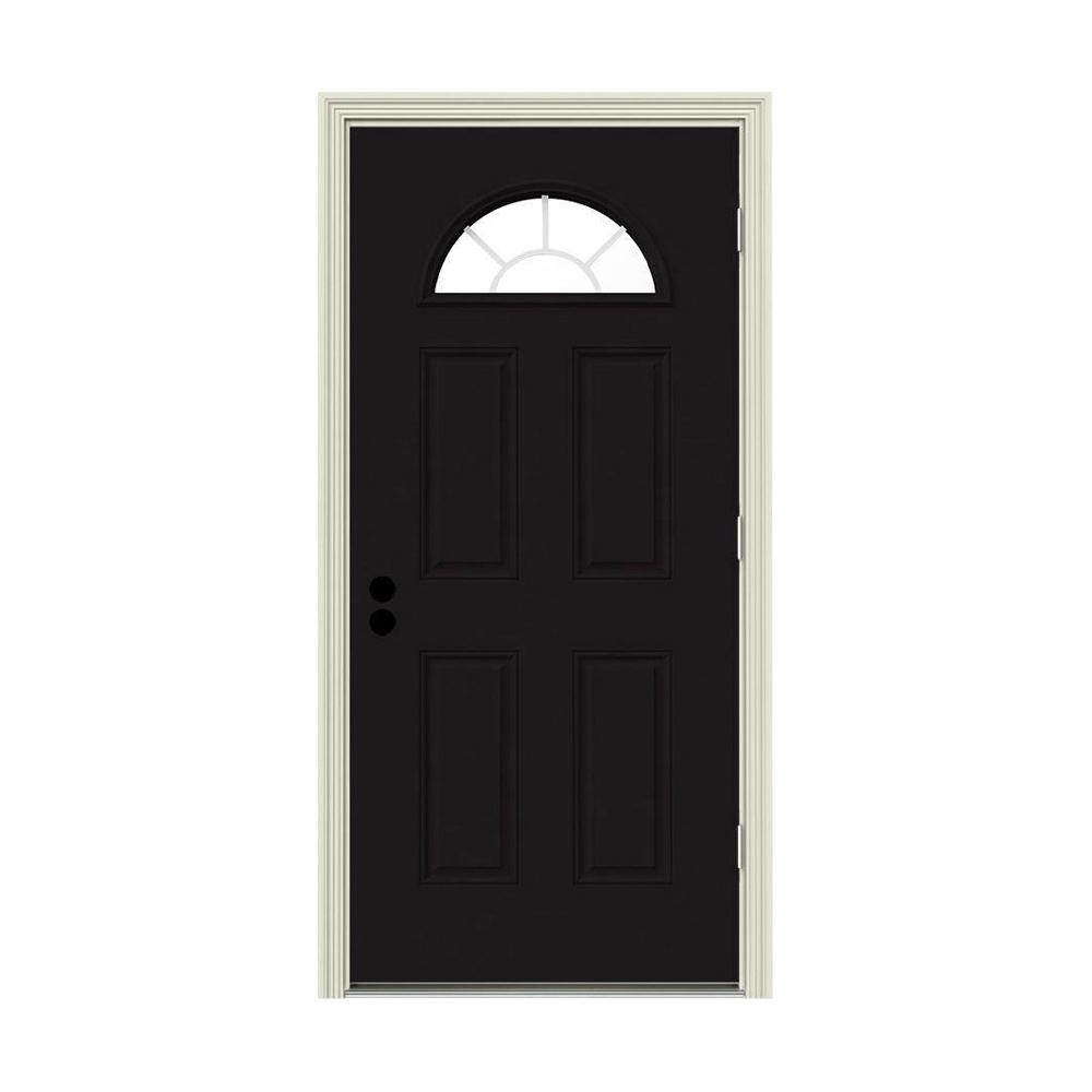 Jeld Wen 36 In X 80 In Fan Lite Black W White Interior Steel