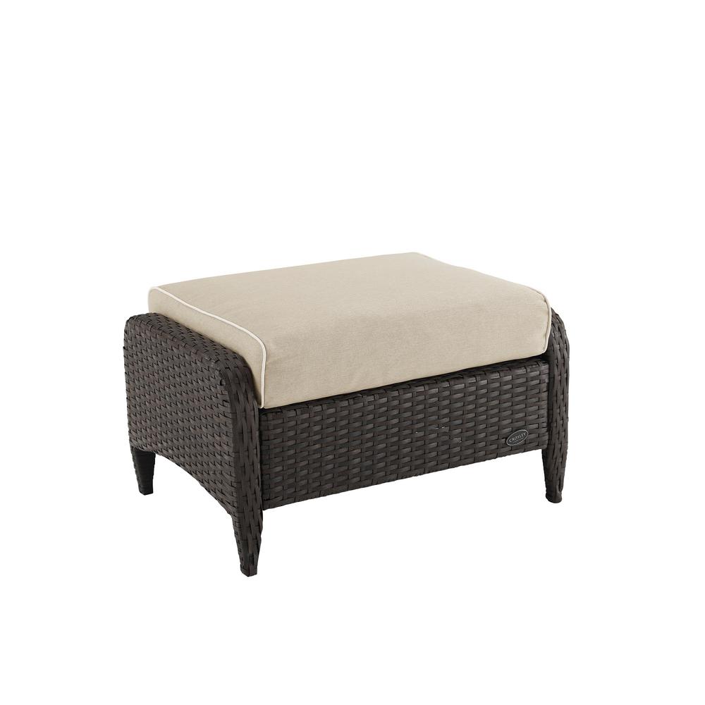 Crosley Furniture Kiawah Wicker Outdoor Ottoman With Sand Cushions Ko70067br Sa The Home Depot