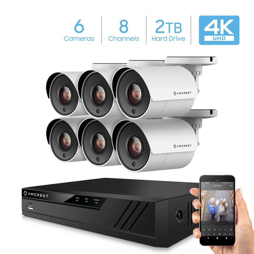 Amcrest 8-Channel 4K 2TB DVR Surveillance System with 6 x