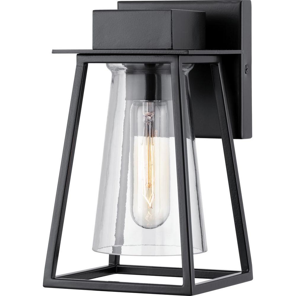 Progress Lighting Raineville 1-Light 9 in. Matte Black Outdoor Wall Lantern with Clear Glass