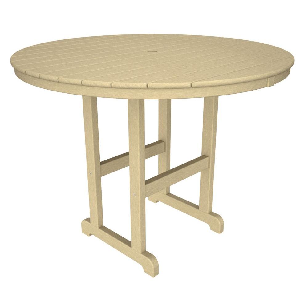 Polywood La Casa Cafe 48 In Sand Round Plastic Outdoor Patio Polywood La Casa Cafe 48 In Sand Round