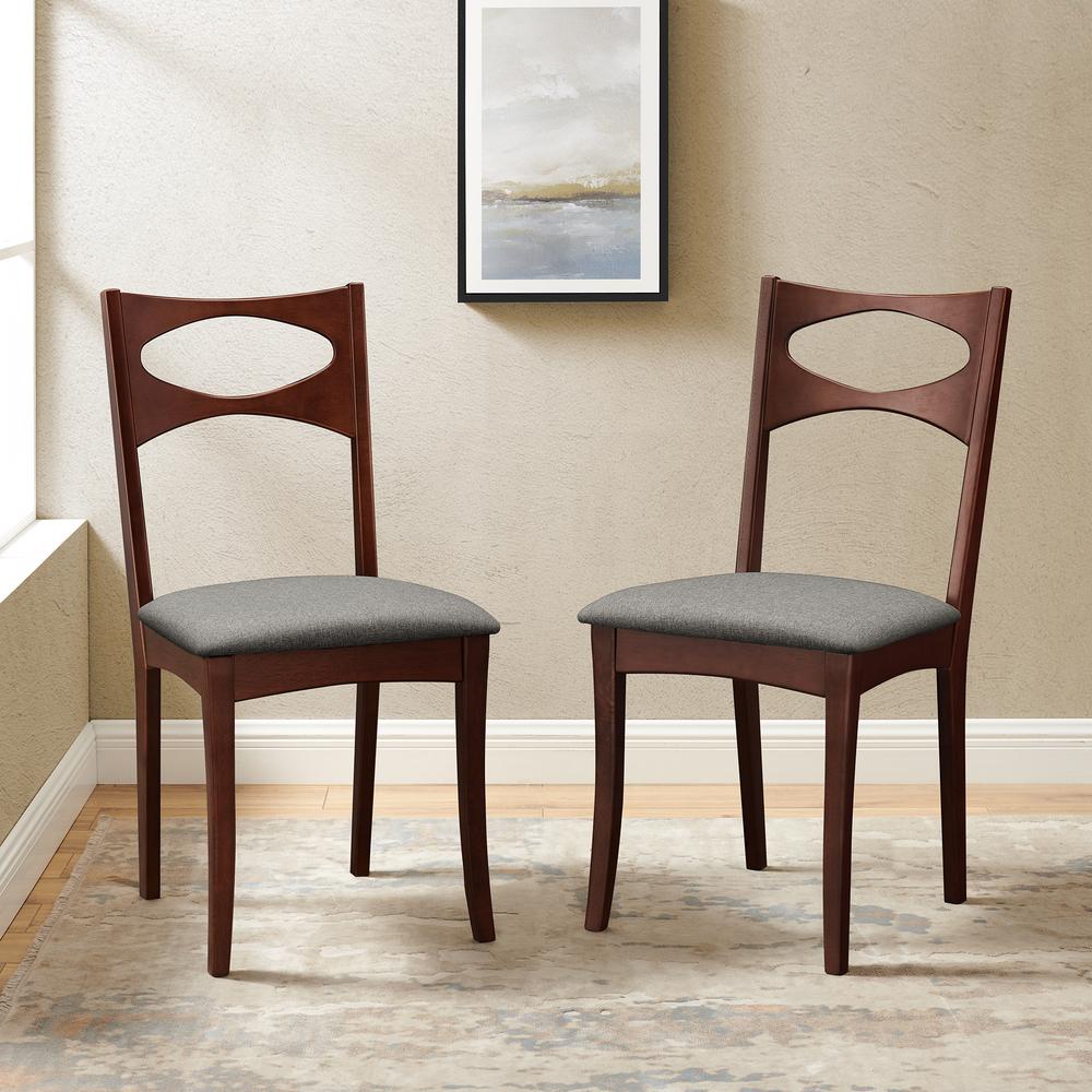 Welwick Designs Mid Century Modern Upholstered Seat Dining Chair Set Of 2 Acorn Hd8451 The Home Depot