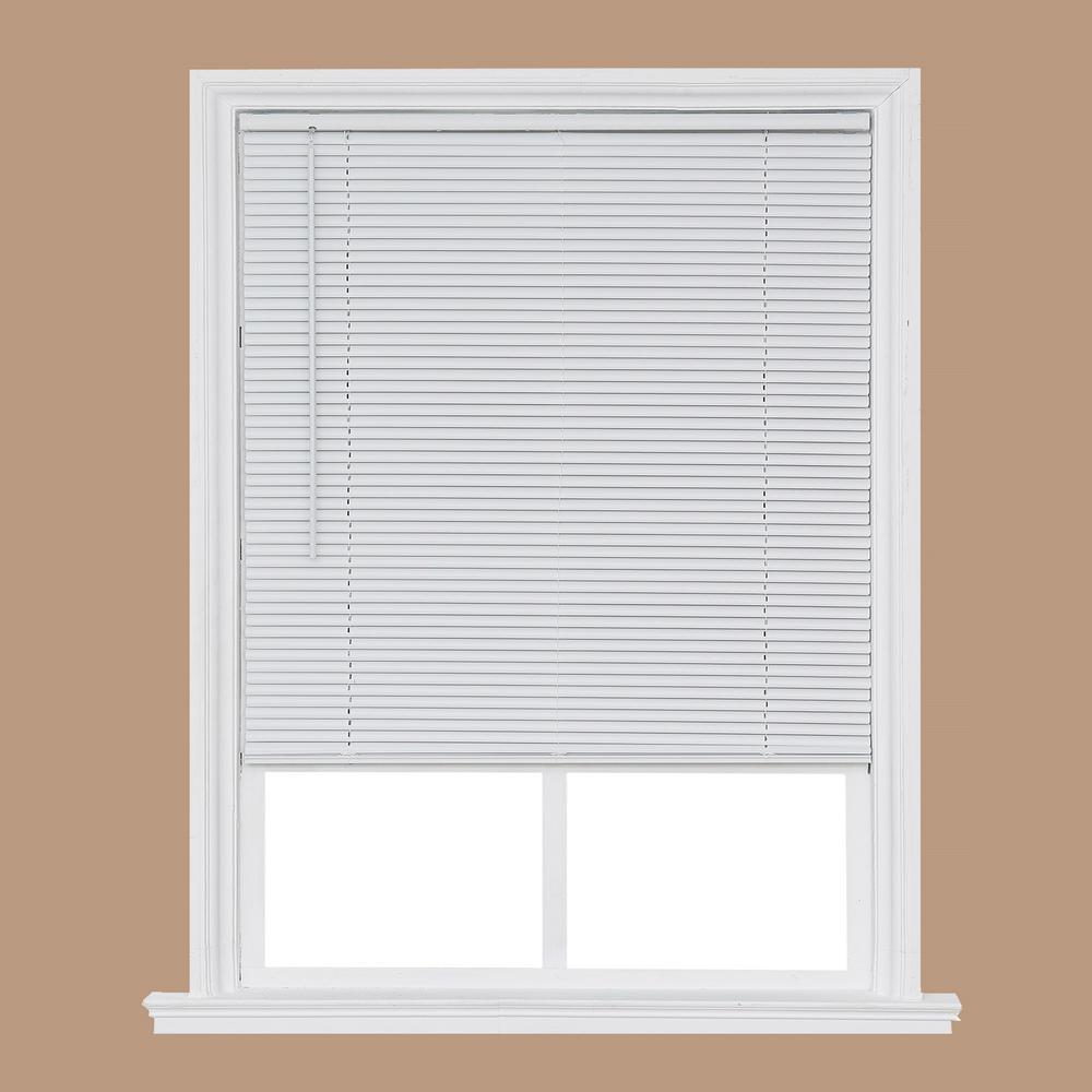 Home Basics Cut To Size White Cordless Room Darkening Privacy Slats Vinyl Blinds With 1 In Slats 41 In W X 64 In L