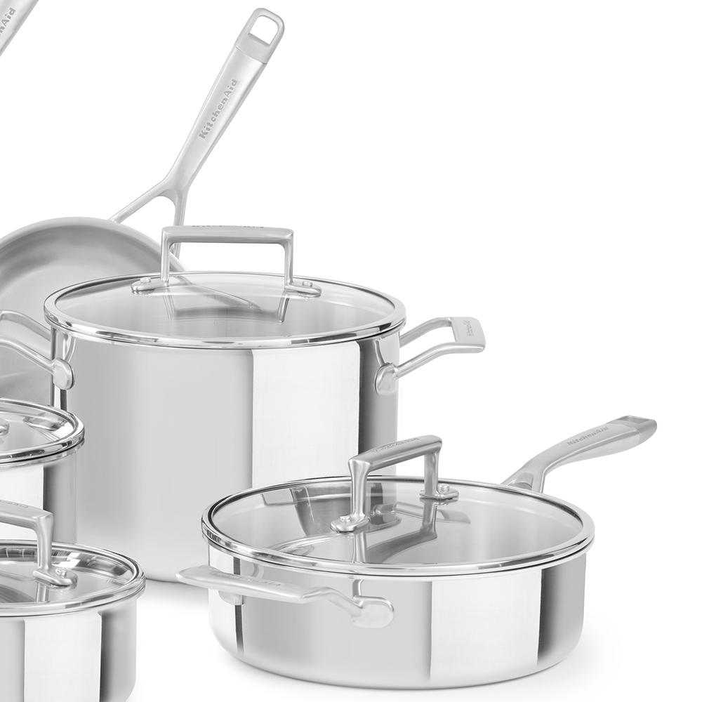 10 Piece Stainless Steel Cookware Set With Lids
