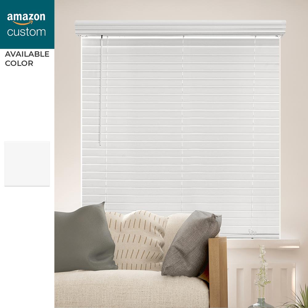 Chicology Cut To Size Chelsea White Cordless Room Darkening Resists Humidity Faux Wood Blinds With 2 In Slats 25 In W X 25 In L