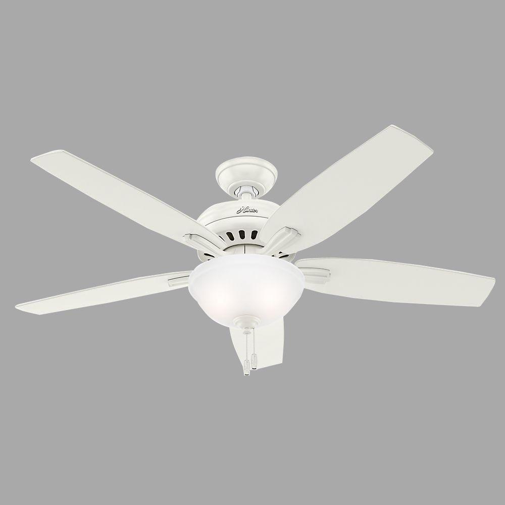 Hunter Newsome 52 In Indoor Fresh White Bowl Ceiling Fan Bundled With Light Kit And Hunter Handheld Remote Control