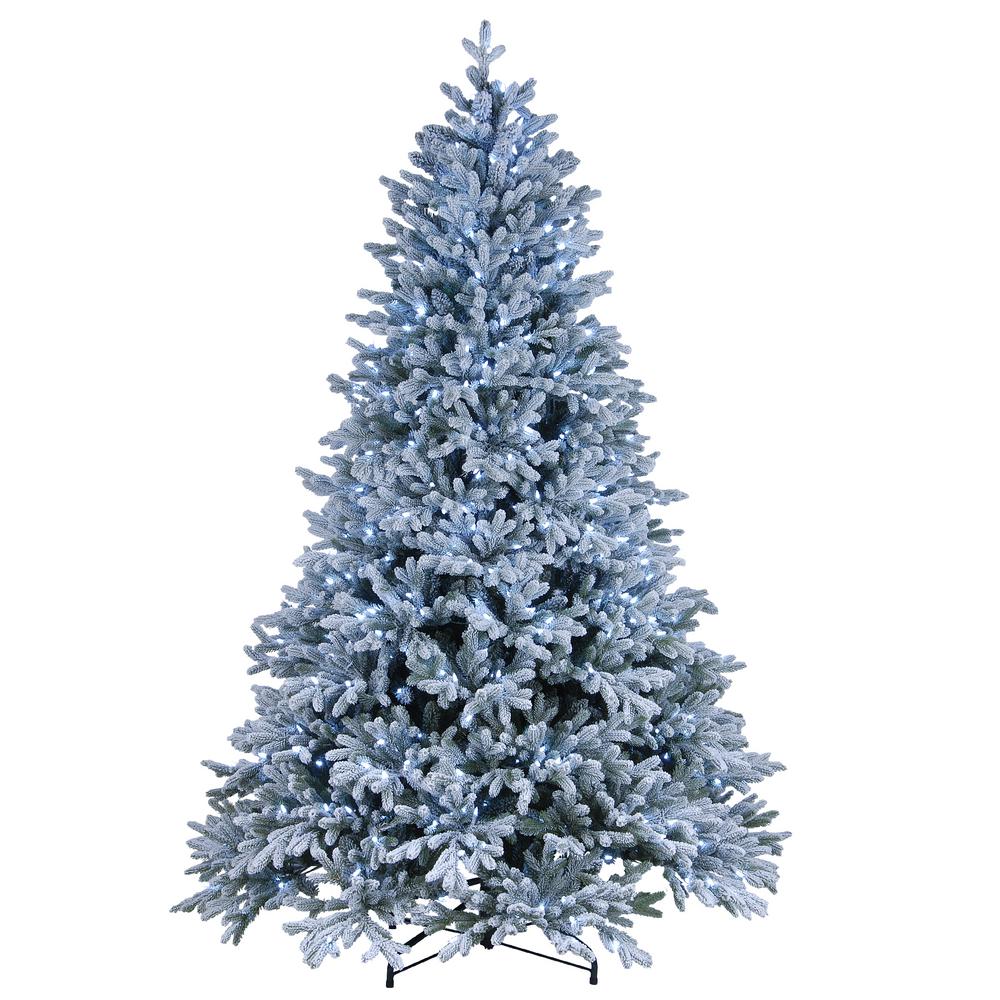 National Tree Company 7.5 ft. Feel Real Snowy Hamilton Spruce Hinged Tree with 750 Cool White LED Lights Plus PowerConnect