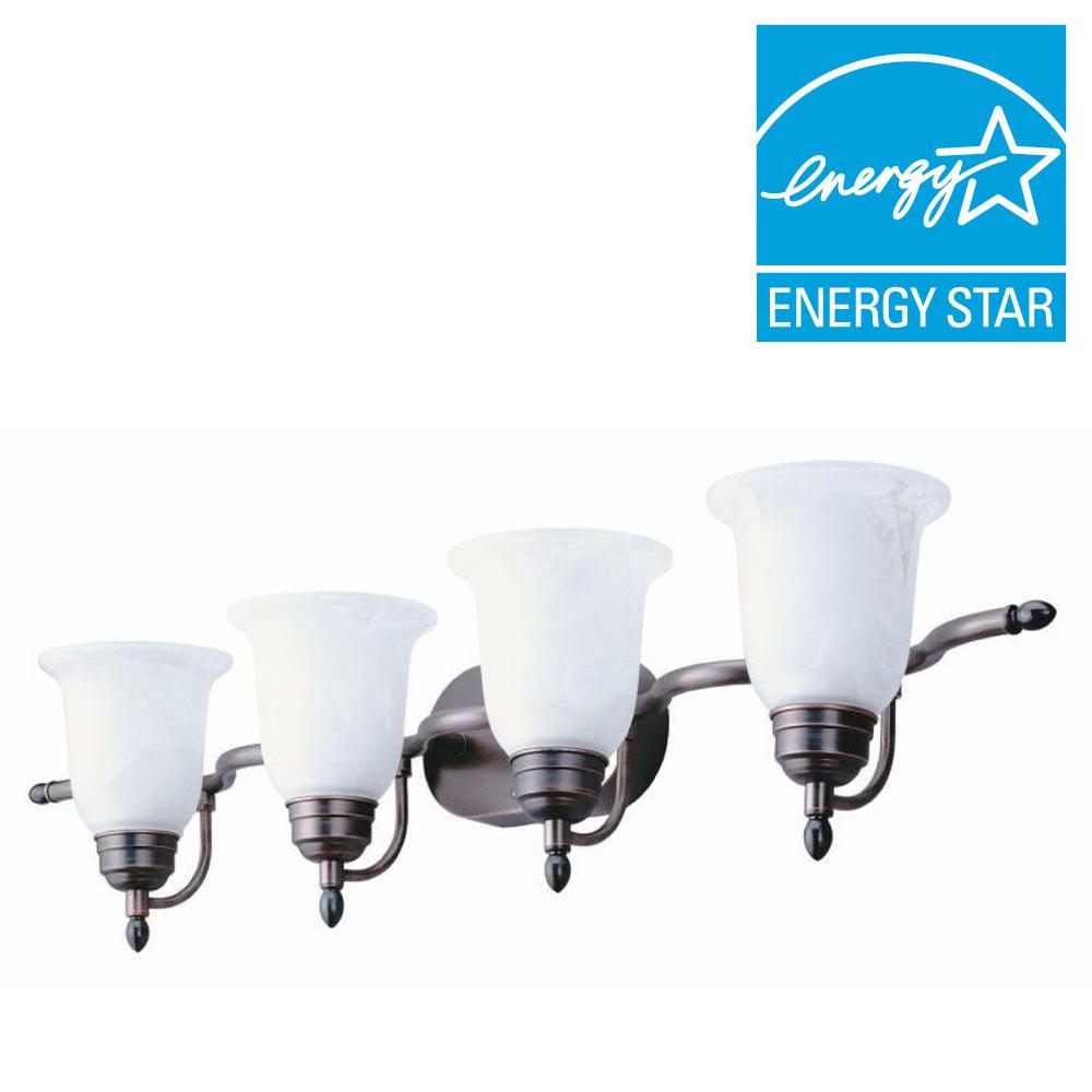Clic Cfl Energy Star Vanity Lighting The Home Sheffield Vanity 4 Light Polished Bronze Bath