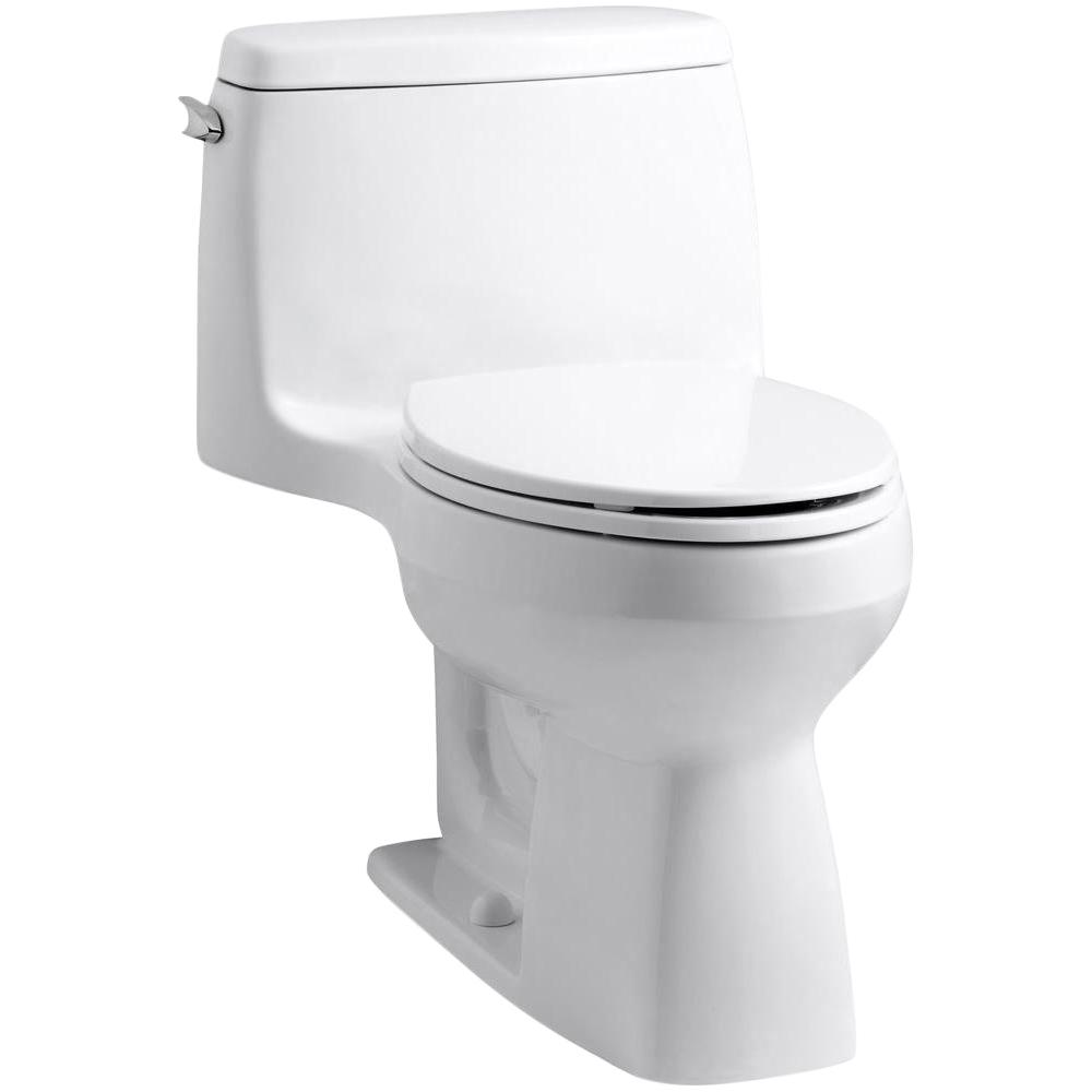 Kohler Santa Rosa Comfort Height 1 Piece 28 Gpf Compact Single Flush Elongated Toilet In White Seat Included K 10491 0 The Home Depot - Kohler Toilet Seat Replacement Home Depot