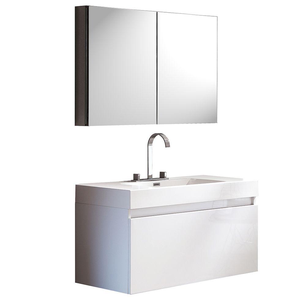 Fresca Alto 23 in. Bath Vanity in White with Acrylic Vanity Top in