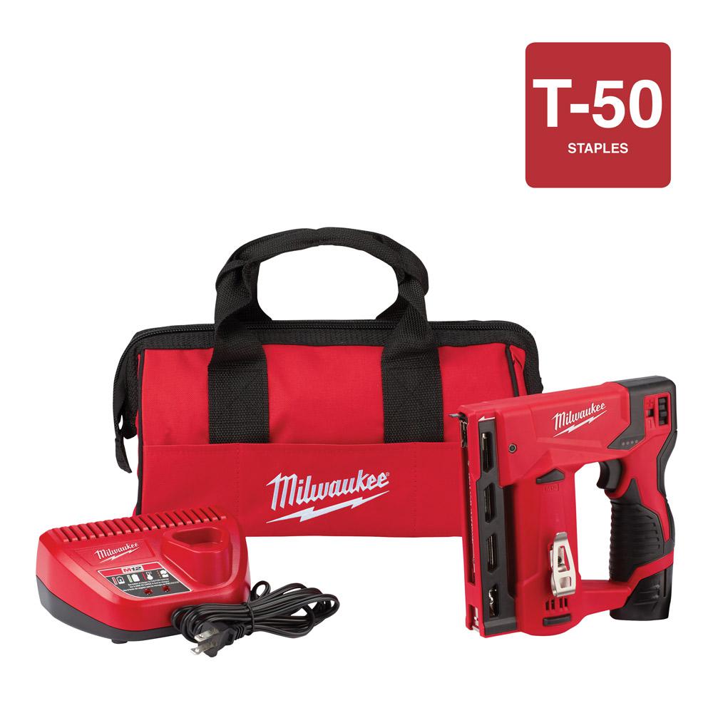 Milwaukee M12 3/8 In. Crown 12-Volt Cordless Stapler Kit-2447-21 - The ...