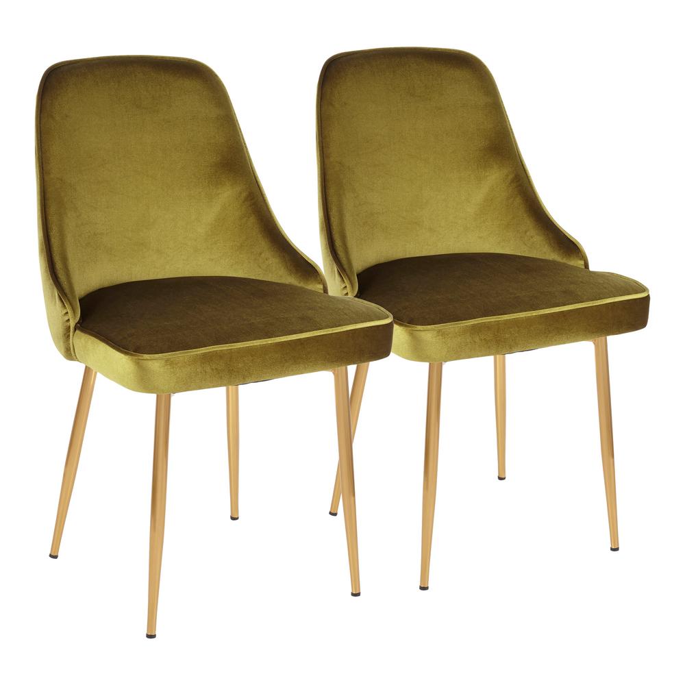 lumisource gold and green marcel velvet dining chair set of 2dcmarcl  augn2  the home depot