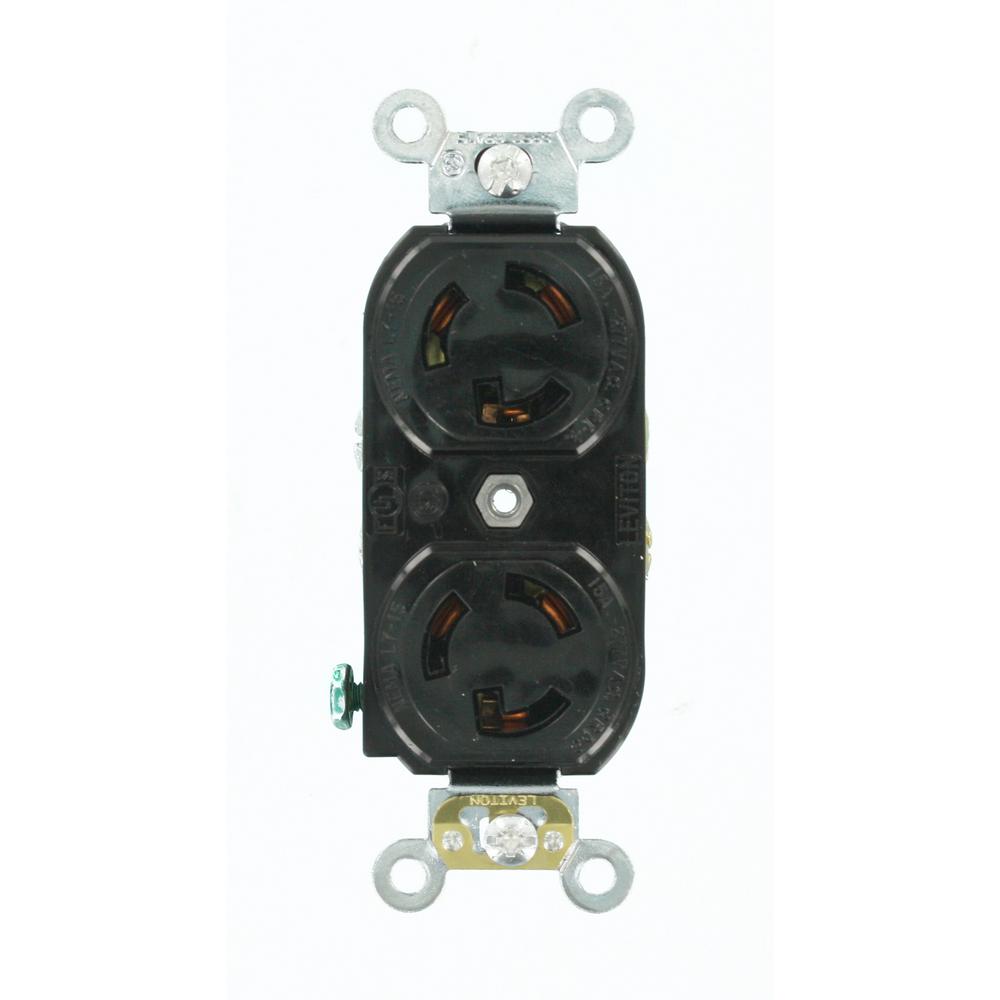 Leviton 15 Amp 277Volt Duplex Grounding Locking Outlet, Black4750