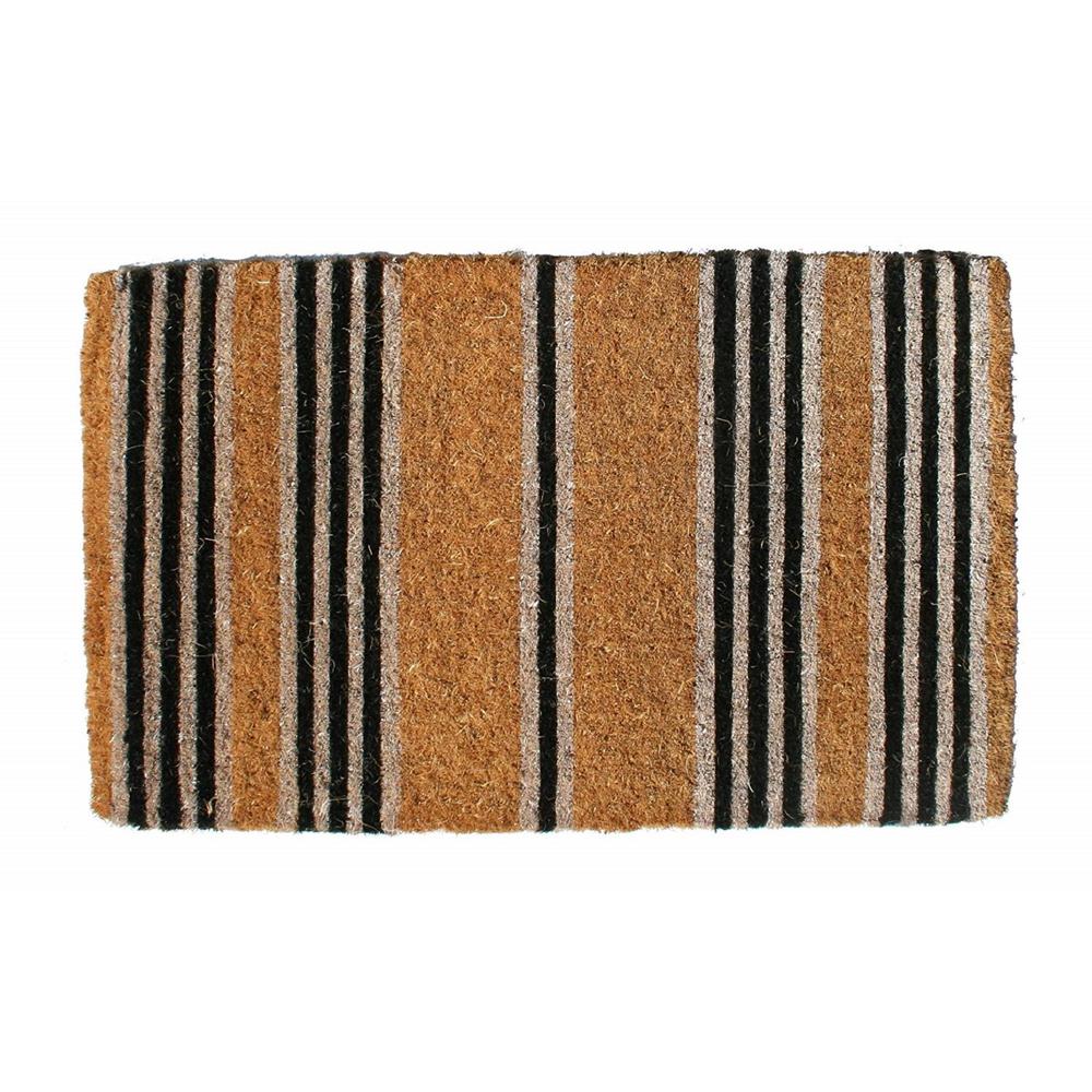 Imports Decor Traditional Coir Black Stripes 30 In X 18 In Natural Coconut Husk Door Mat