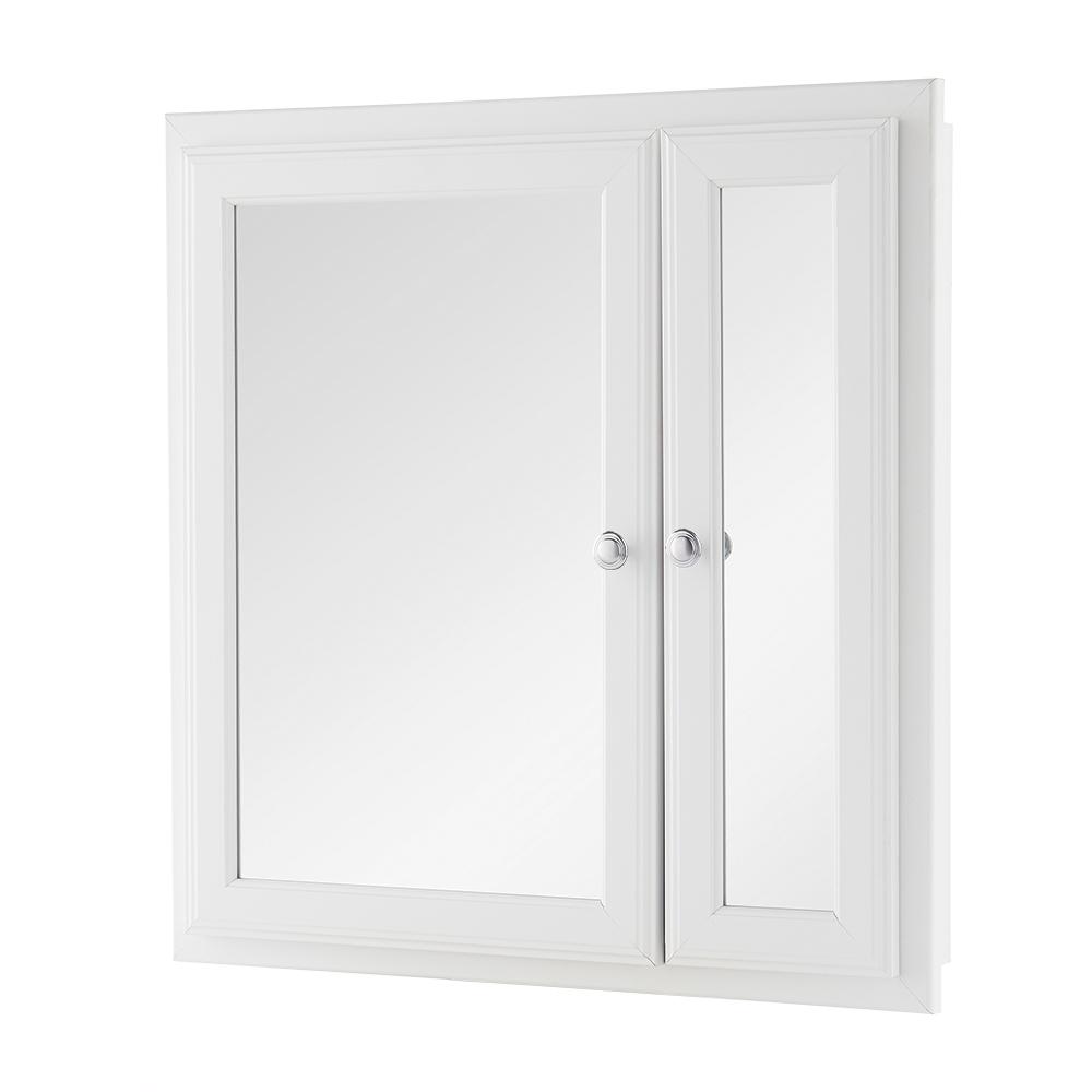 Home Decorators Collection 24 1 2 In W X 25 3 4 In H Fog Free Framed Recessed Or Surface Mount Bi View Bathroom Medicine Cabinet In White 45434 The Home Depot