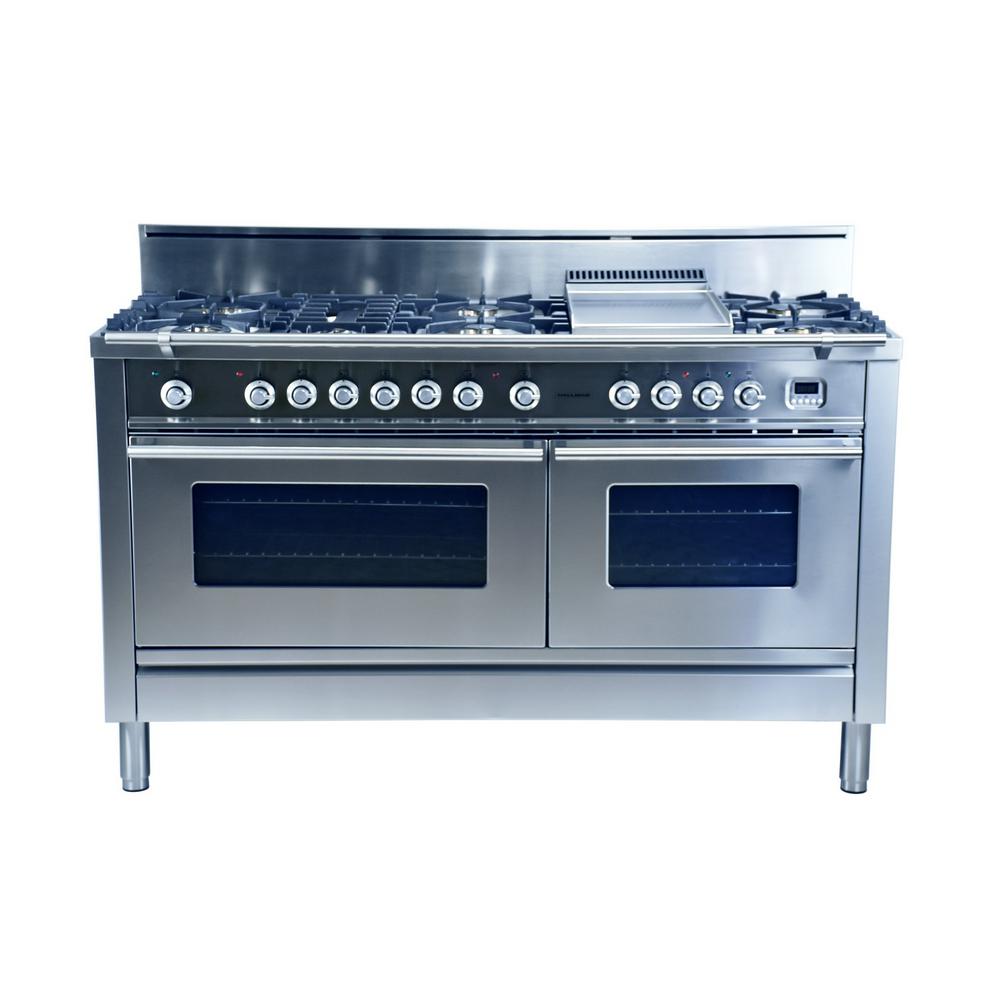 Hallman 60 in. 5.9 cu. ft. Double Oven Dual Fuel Range with True