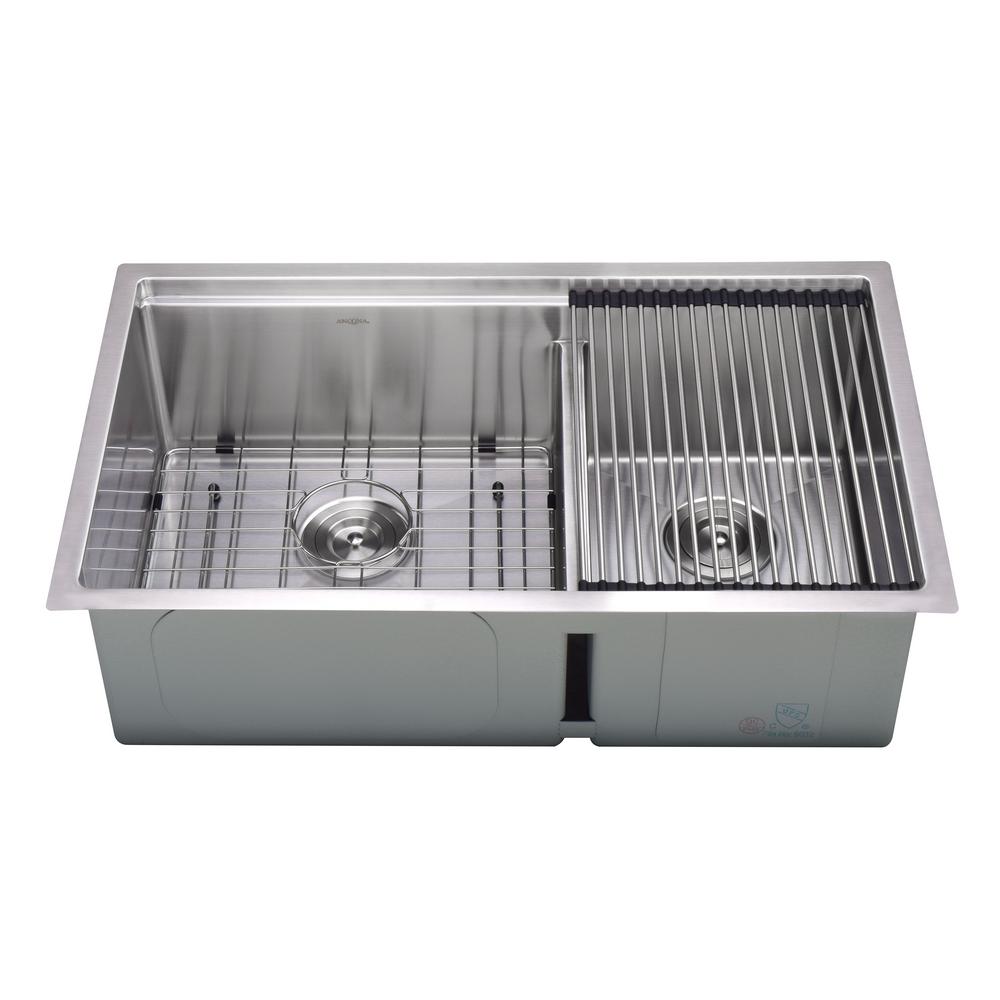 Ancona Prestige Series Undermount 32 in. Double Bowl Kitchen Sink in