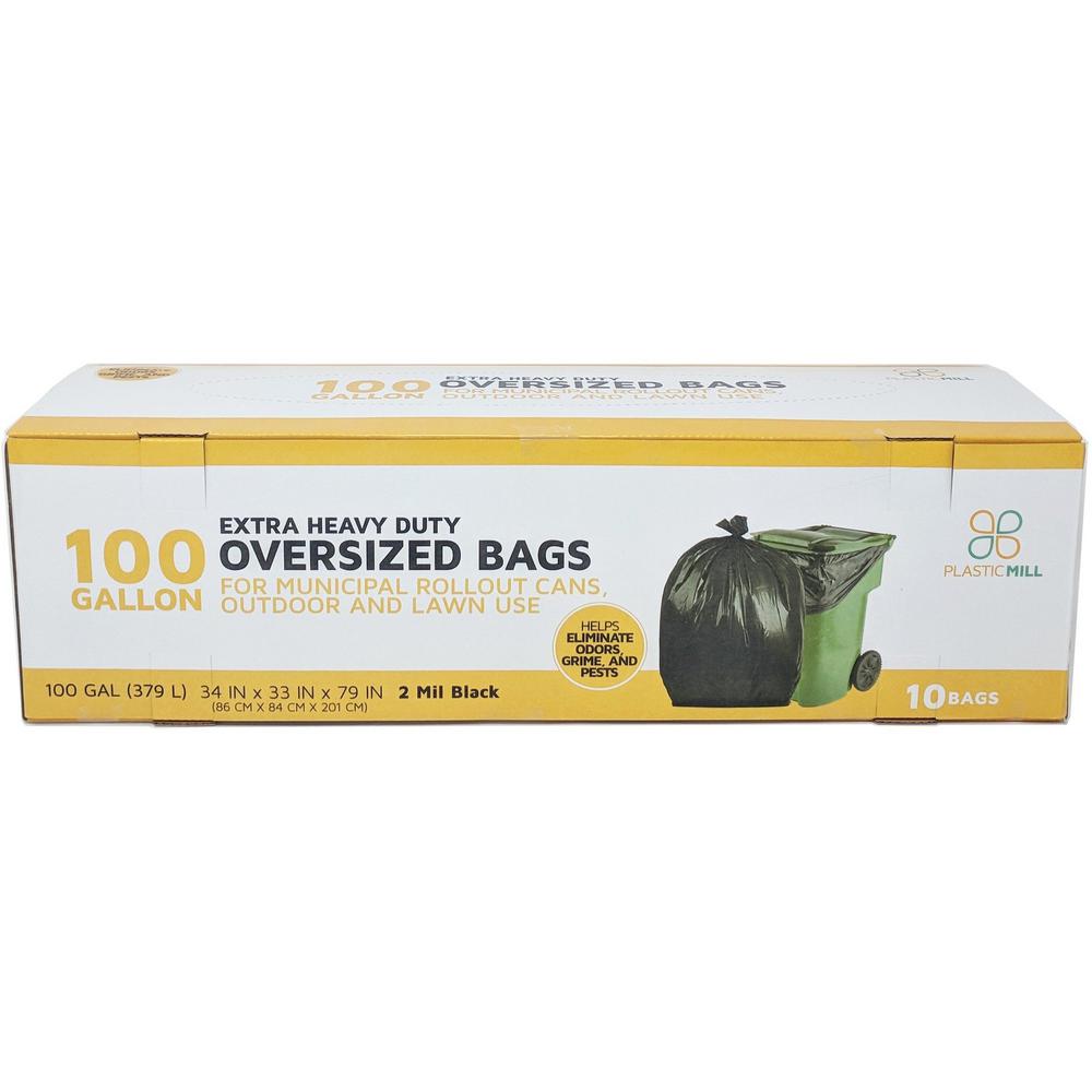 Plasticmill 67 In W X 79 In H 100 Gal 2 Mil Black Heavy Duty Bags 10 Count Pm 6779 2 B 10 The Home Depot