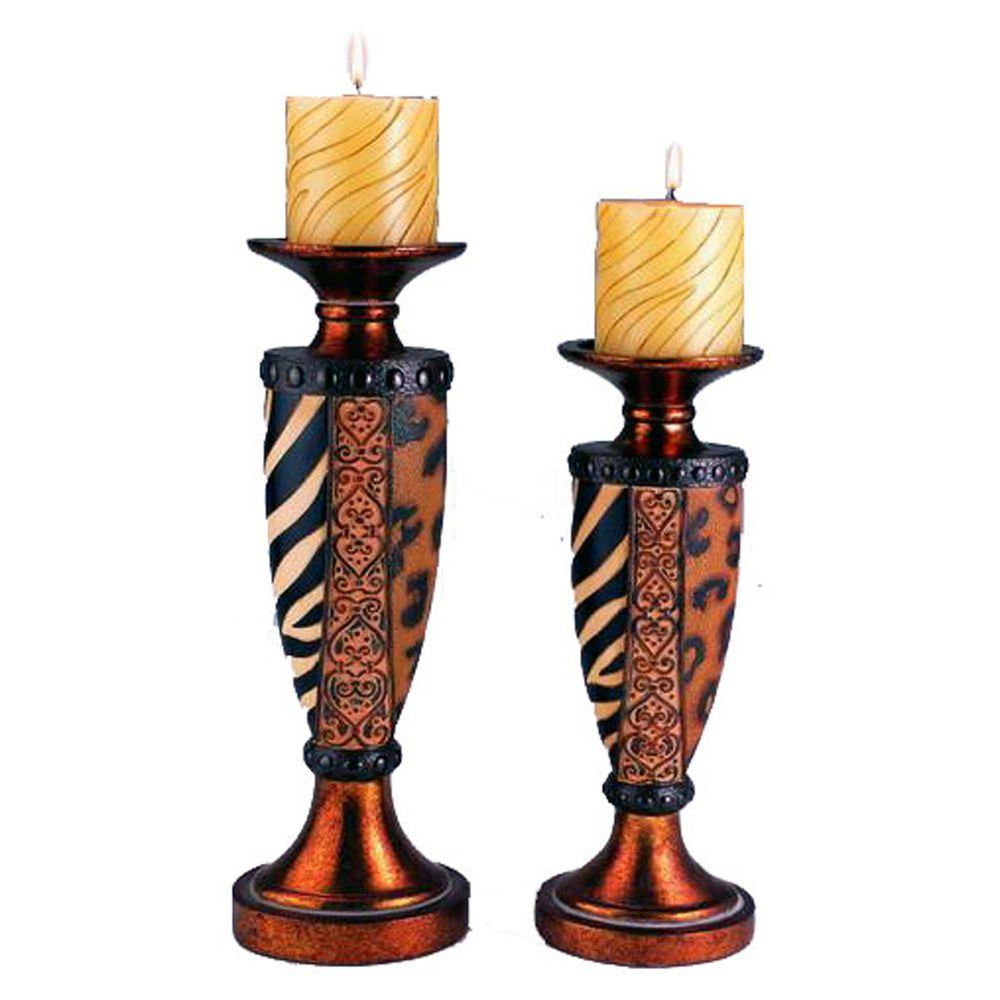 ORE International 12 in. and 14 in. H Safari Candle Holder Set-K-4206C ...