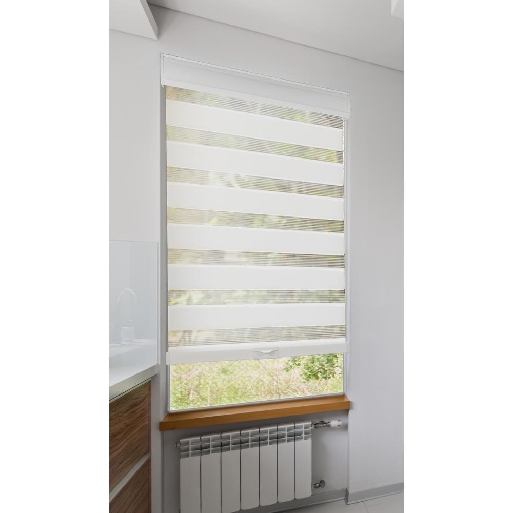 36 in. W x 72 in. L Cordless White Zebra Roller Shade, Privacy Light