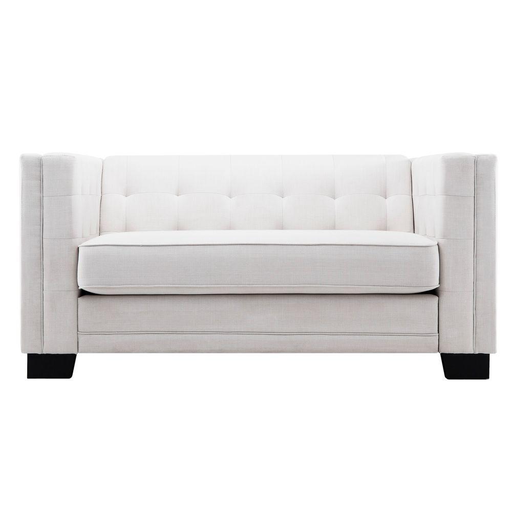White Sofas Loveseats Living Room Furniture The Home Depot Monte Vista White Linen Loveseat