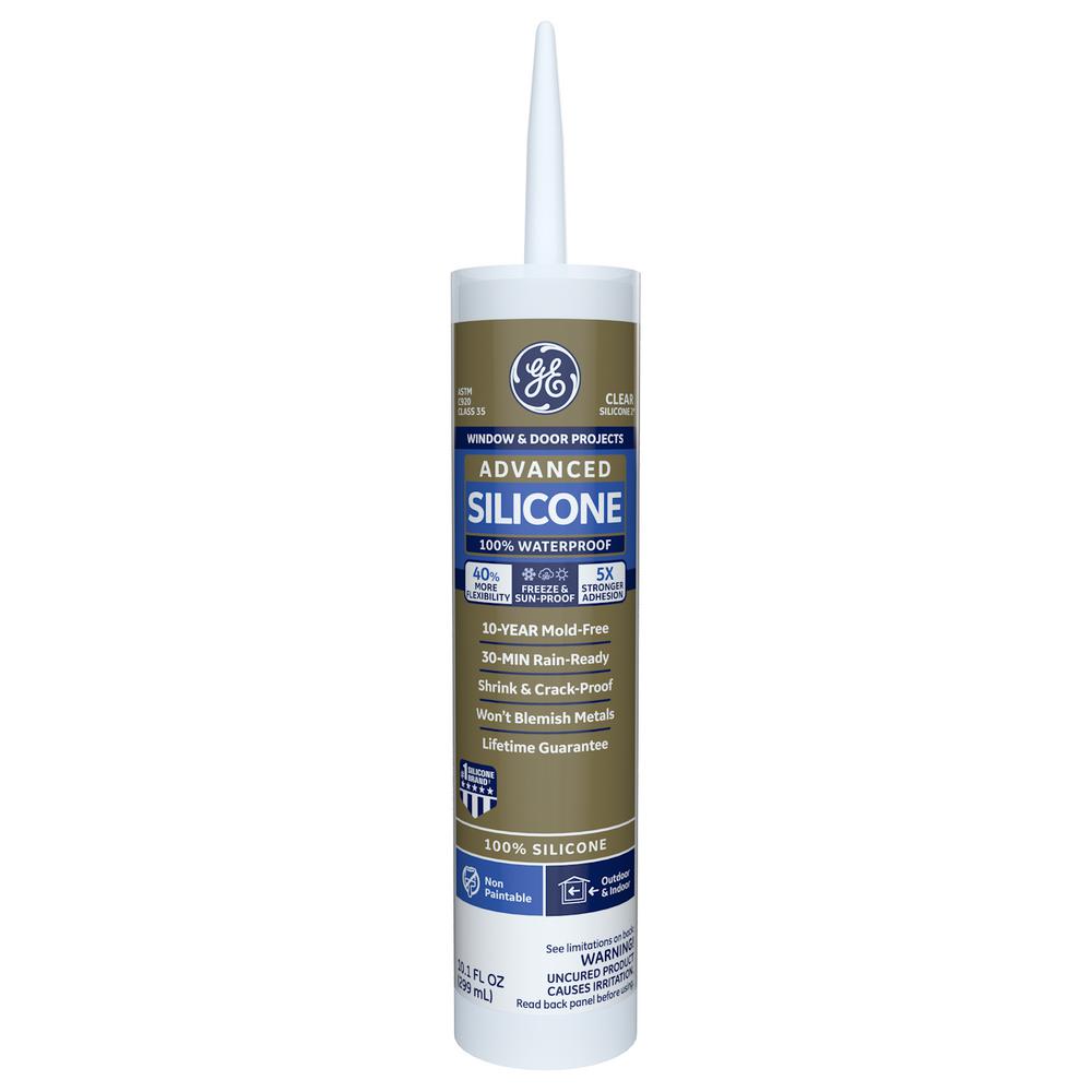 Ge Advanced Silicone 2 101 Oz Clear Window And Door Silicone Sealant Caulk 2708920 The Home 