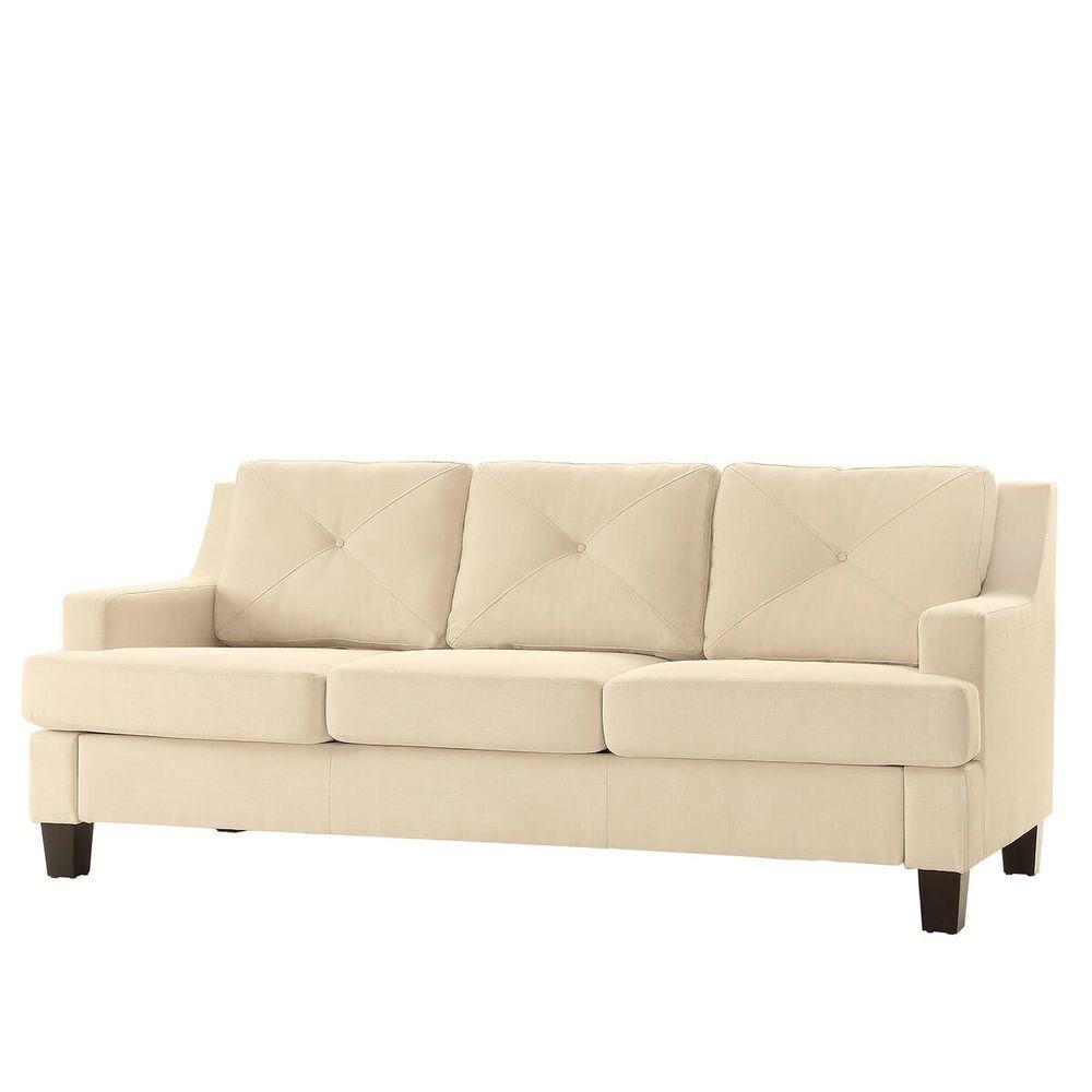 White Fabric Sofas Loveseats Living Room Furniture The Emerson White Linen Sofa