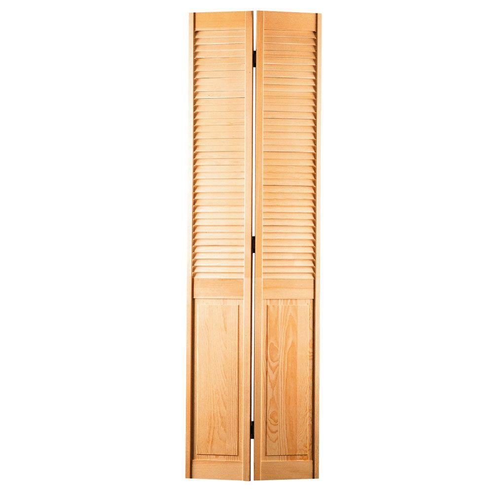 Masonite 30 In X 78 Half Louvered Hollow Core Smooth Unfinished 30 In X 78 Half Louvered Hollow Core Smooth Unfinished Pine Bi Fold Door