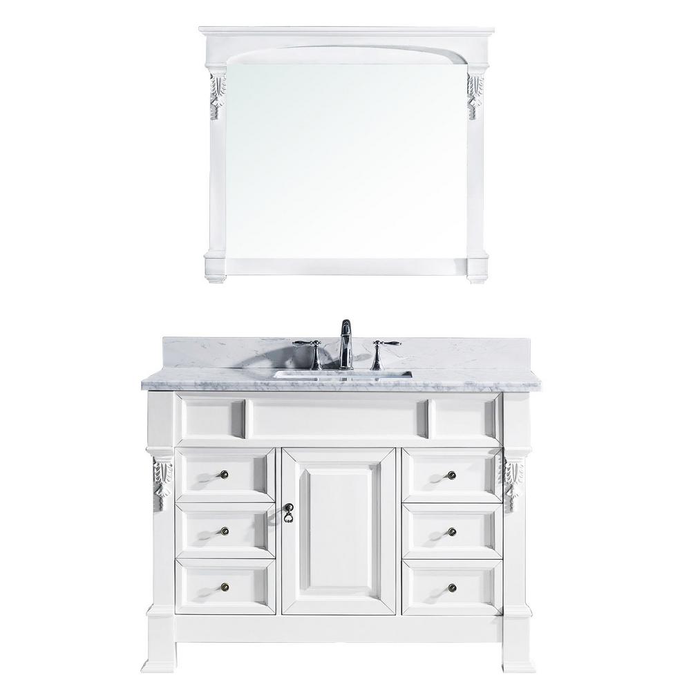 Virtu USA Huntshire Manor 49 in. W Bath Vanity in White with Marble
