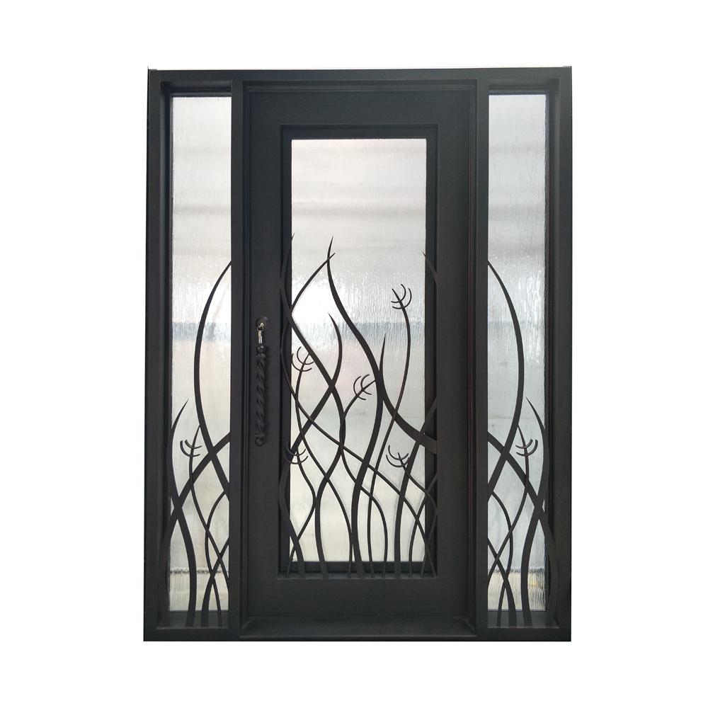 Aleko 72 In X 96 Aged Bronze Right Hand Inswing 1 Lite Clear Double Glazed Iron Prehung Front Door