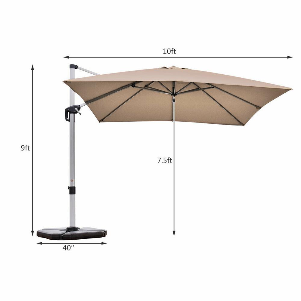 Casainc 10 Ft Aluminum Cantilever Solar 360 Degree Tilt Half Square Patio Umbrella In Tan Wfop70233tn The Home Depot