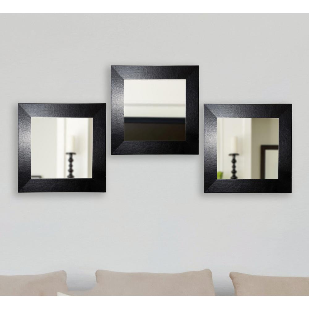 22 In X Black Wide Square Leather Wall Mirrors Set Of 4 Black Wide Square Leather Wall Mirrors