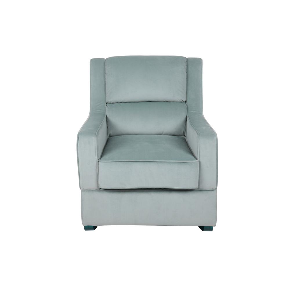 Rockers Gliders Ottomans Baby Furniture The Home Depot Riley Nursery Rocking Chair In Light Blue Microfiber Upholstery