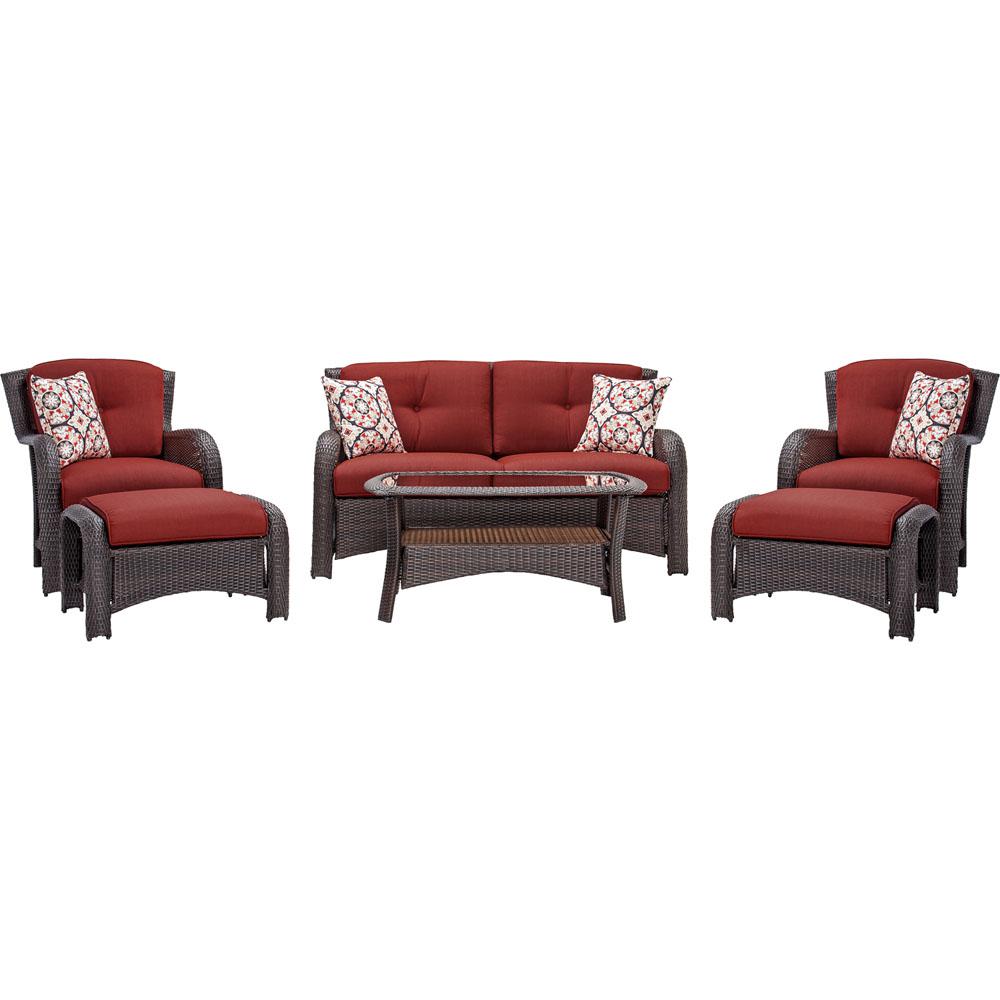 Cambridge Corolla 6 Piece Wicker Patio Conversation Set With Red Cambridge Corolla 6 Piece Wicker Patio Conversation Set With Red Cushions