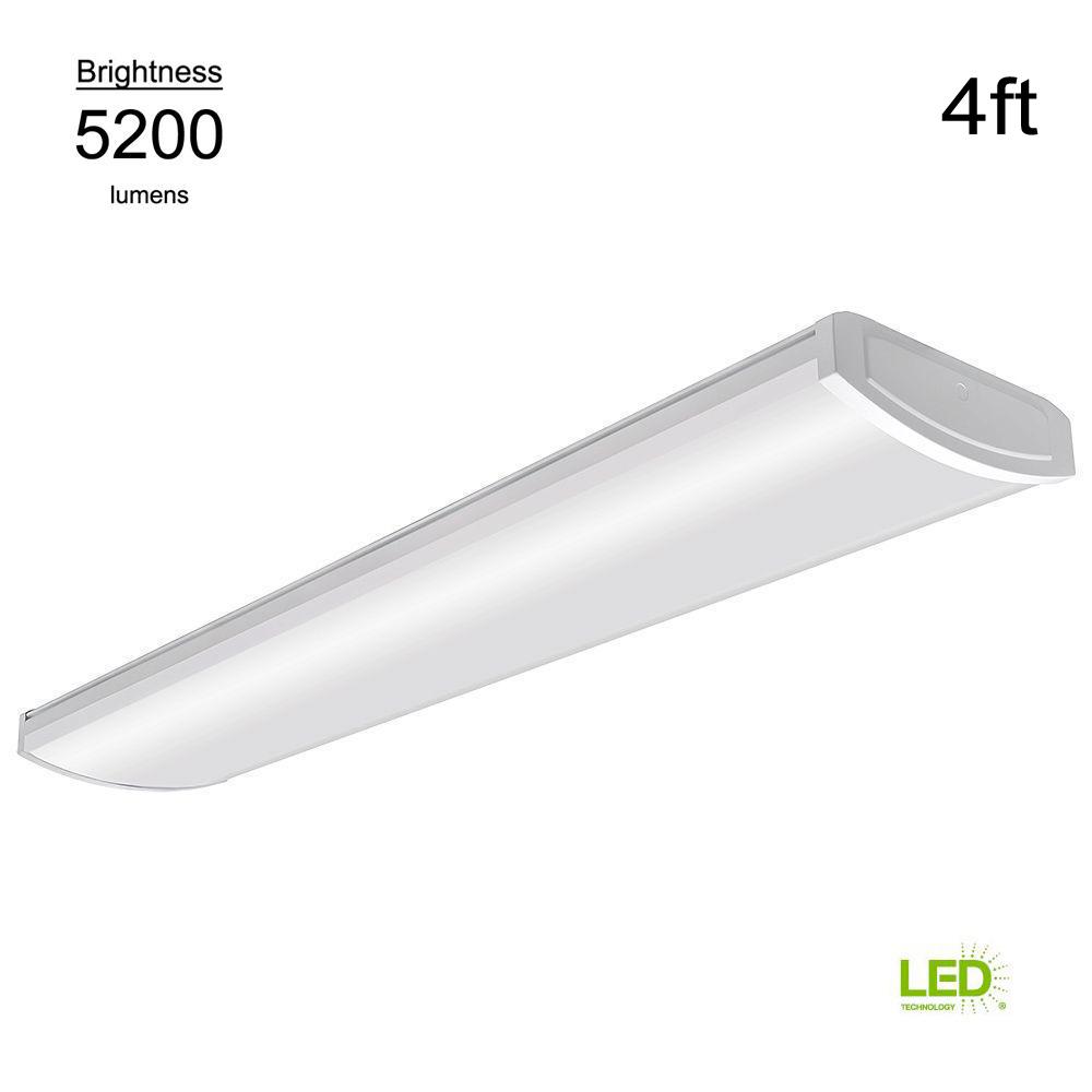 Commercial Lighting The Home Depot White 5200 Lumen 4000k Integrated Led Wraparound Light Direct Wire