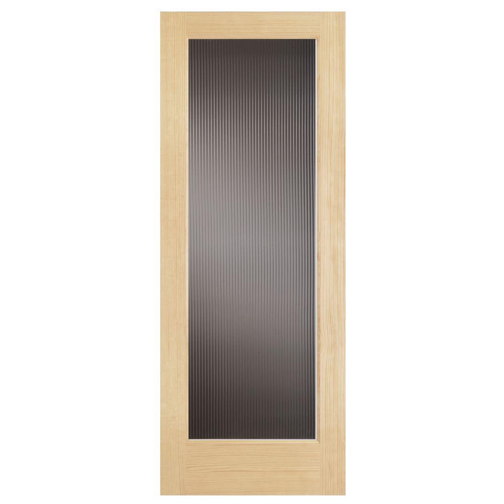 Steves Sons 32 In X 80 In Modern Full Lite Solid Core Pine Reed Glass Interior Door Slab
