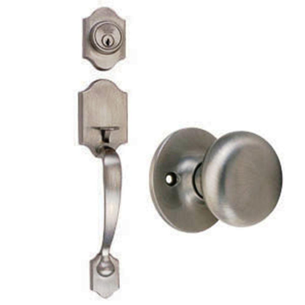 Schlage Plymouth Double Cylinder Satin Nickel Handleset with Plymouth
