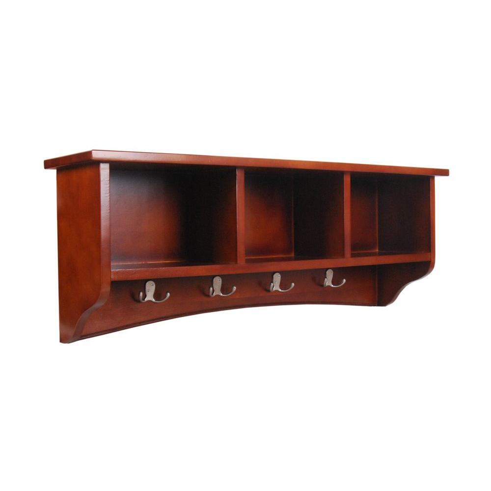 Alaterre Furniture 14 in. Shaker Cottage Coat 8Hooks with Storage in CherryASCA0460 The Home