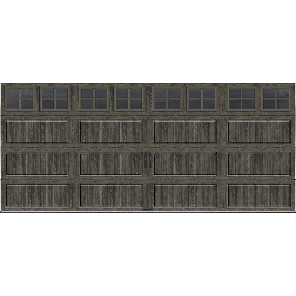 Clopay Gallery Collection 16 Ft X 7 18 4 R Value Intellicore 18 4 R Value Intellicore Insulated Ultra Grain Slate Garage Door With Sq22 Window