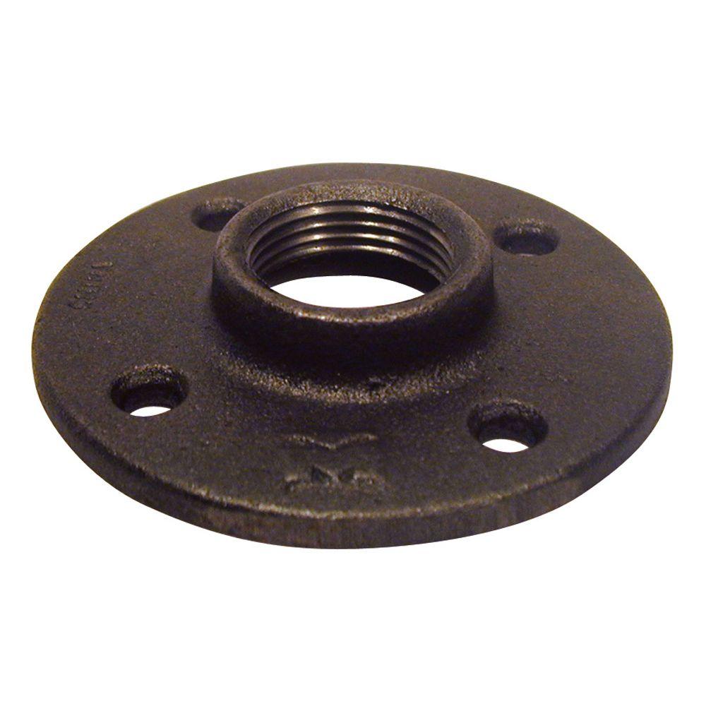 2 In Black Malleable Iron Threaded Floor Flange 521 608hn The Home Depot