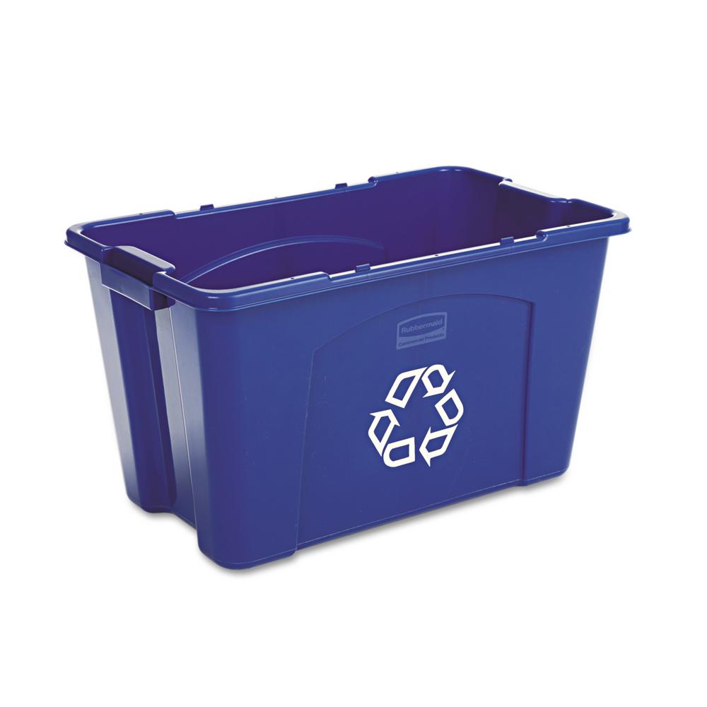 Rubbermaid Commercial Products 18 Gal Blue Recycling Bin Rcpbe The Home Depot