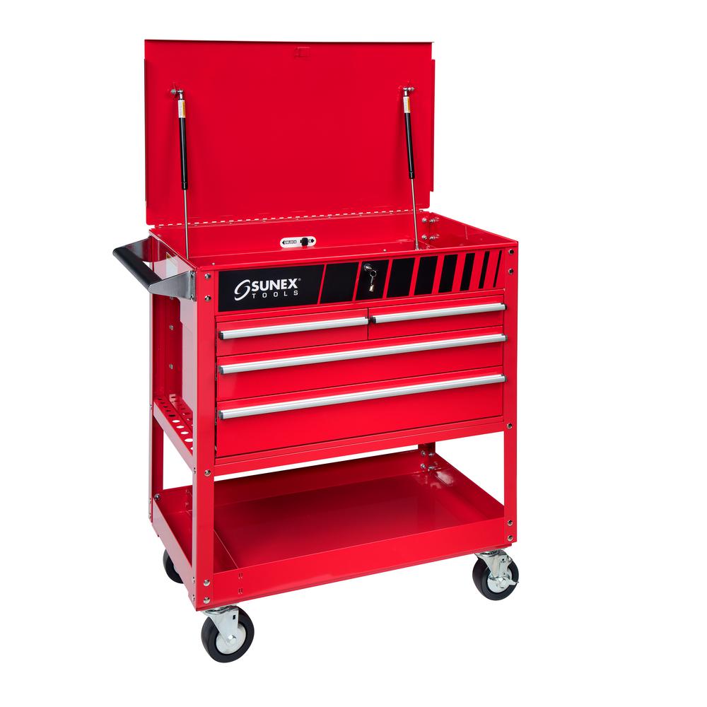 Sunex 28 In 4 Drawer Utility Cart In Red 8054 The Home Depot